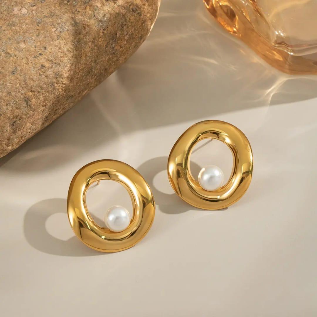 Organic Pearl Loop Earrings