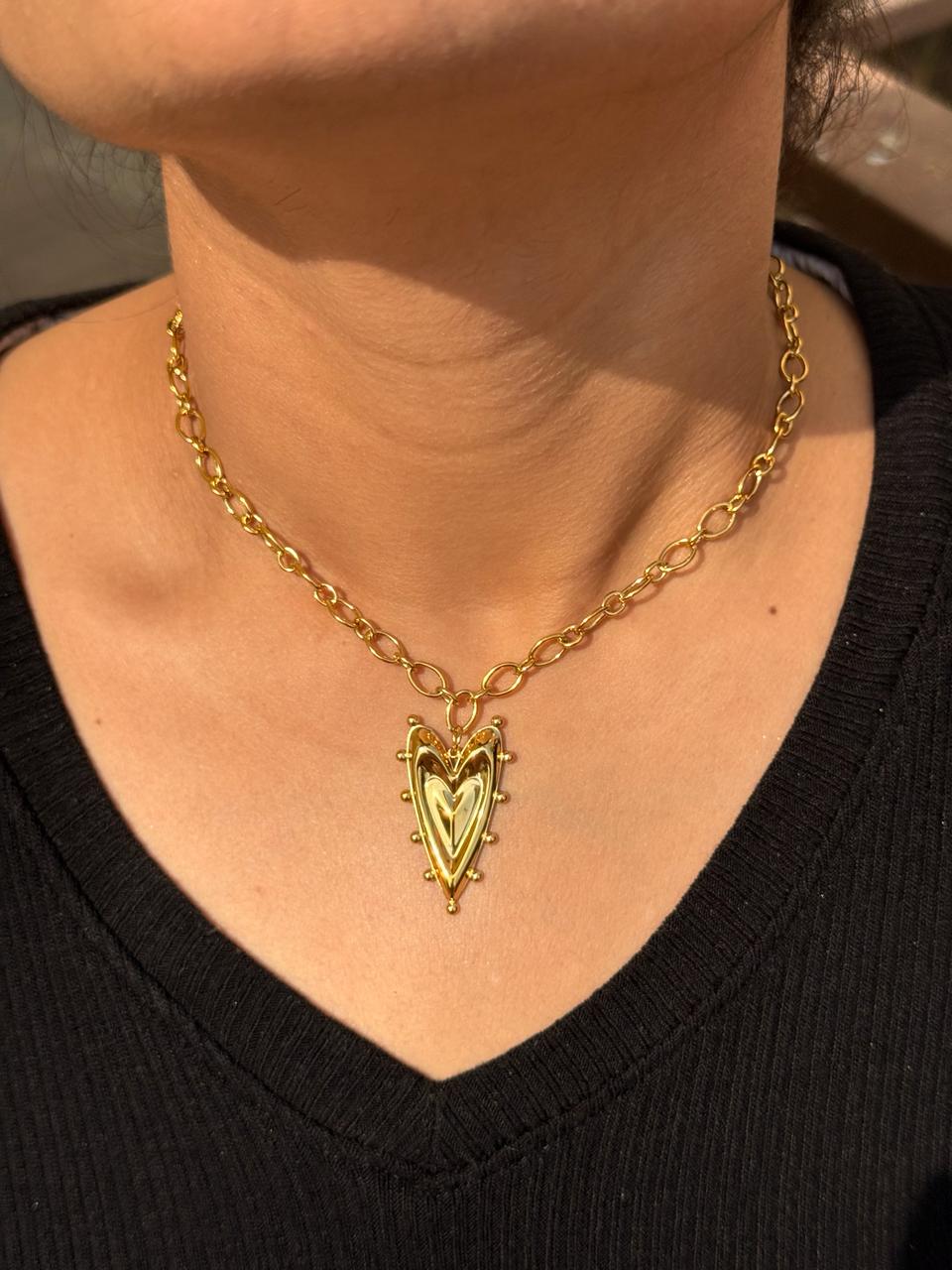 Edgy  Heart Pendant Chain