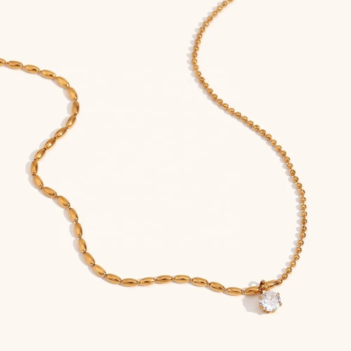 Dainty Bead Solitaire Necklace