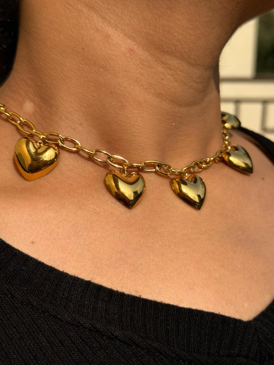 Golden Heart Chain Necklace