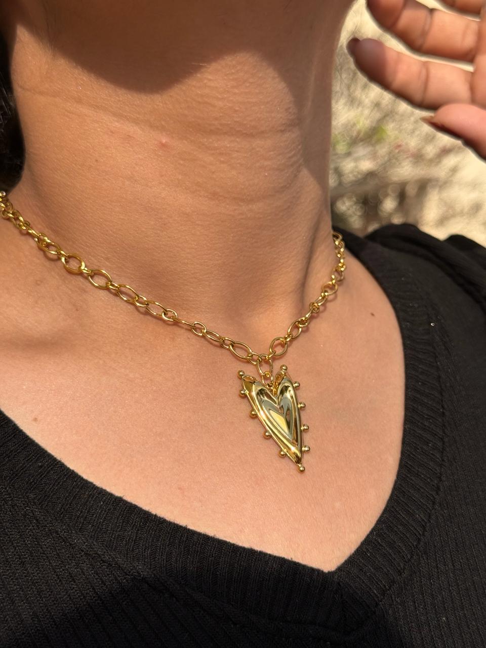 Edgy  Heart Pendant Chain