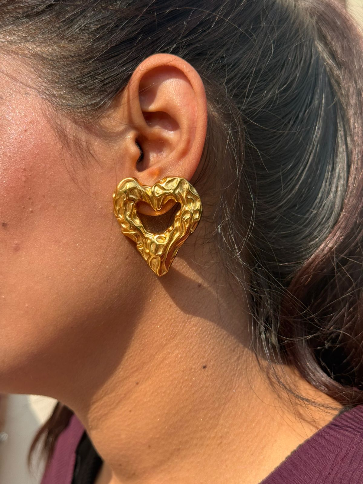 Gold Heart Earrings