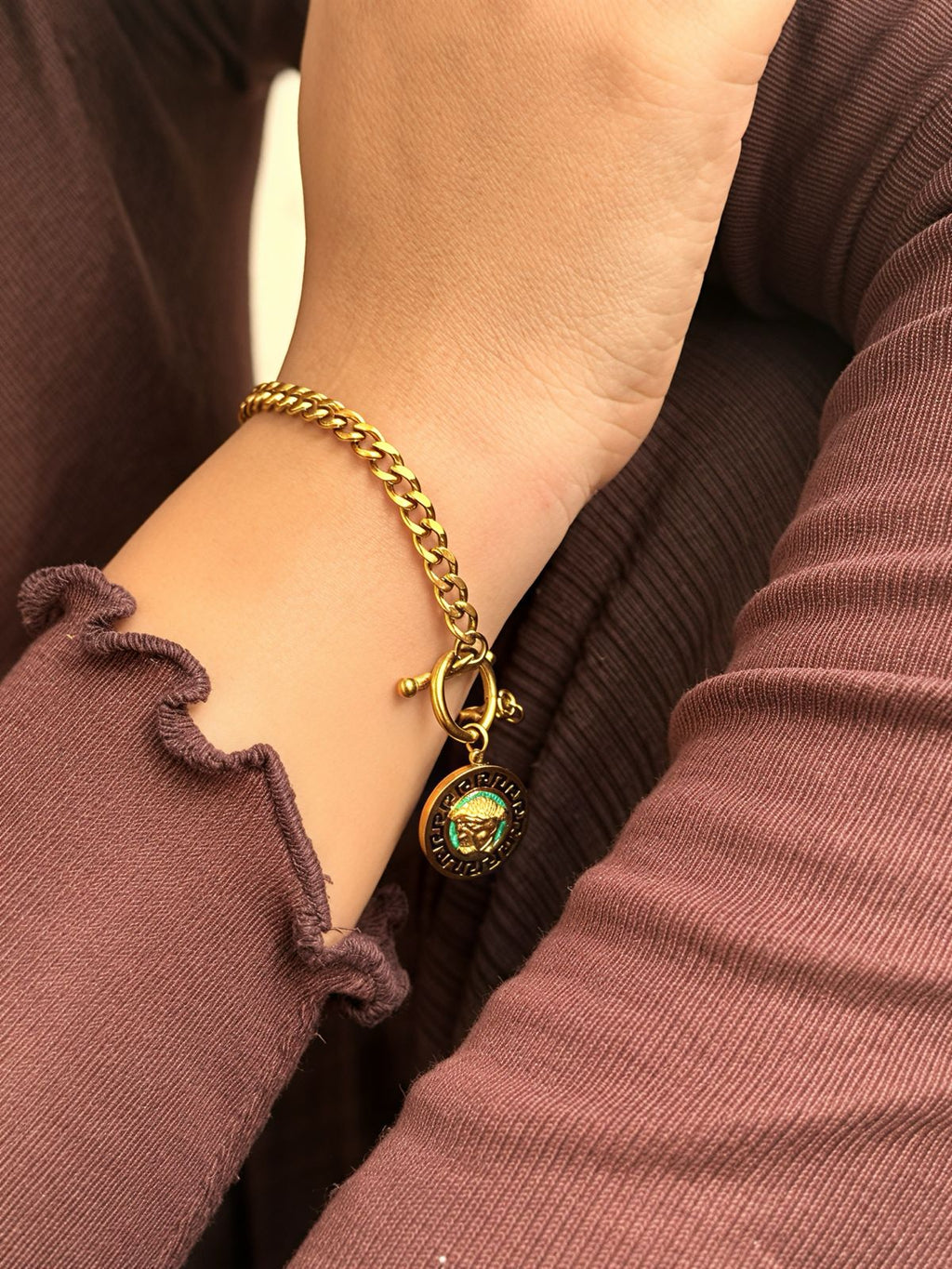 Golden Emblem Toggle Bracelet