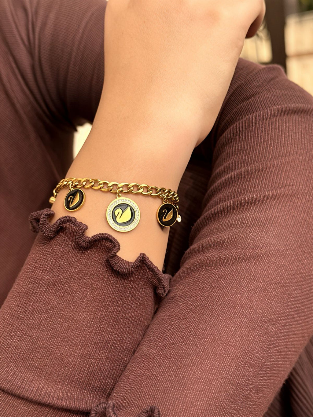 Noir Initial Charm Bracelet