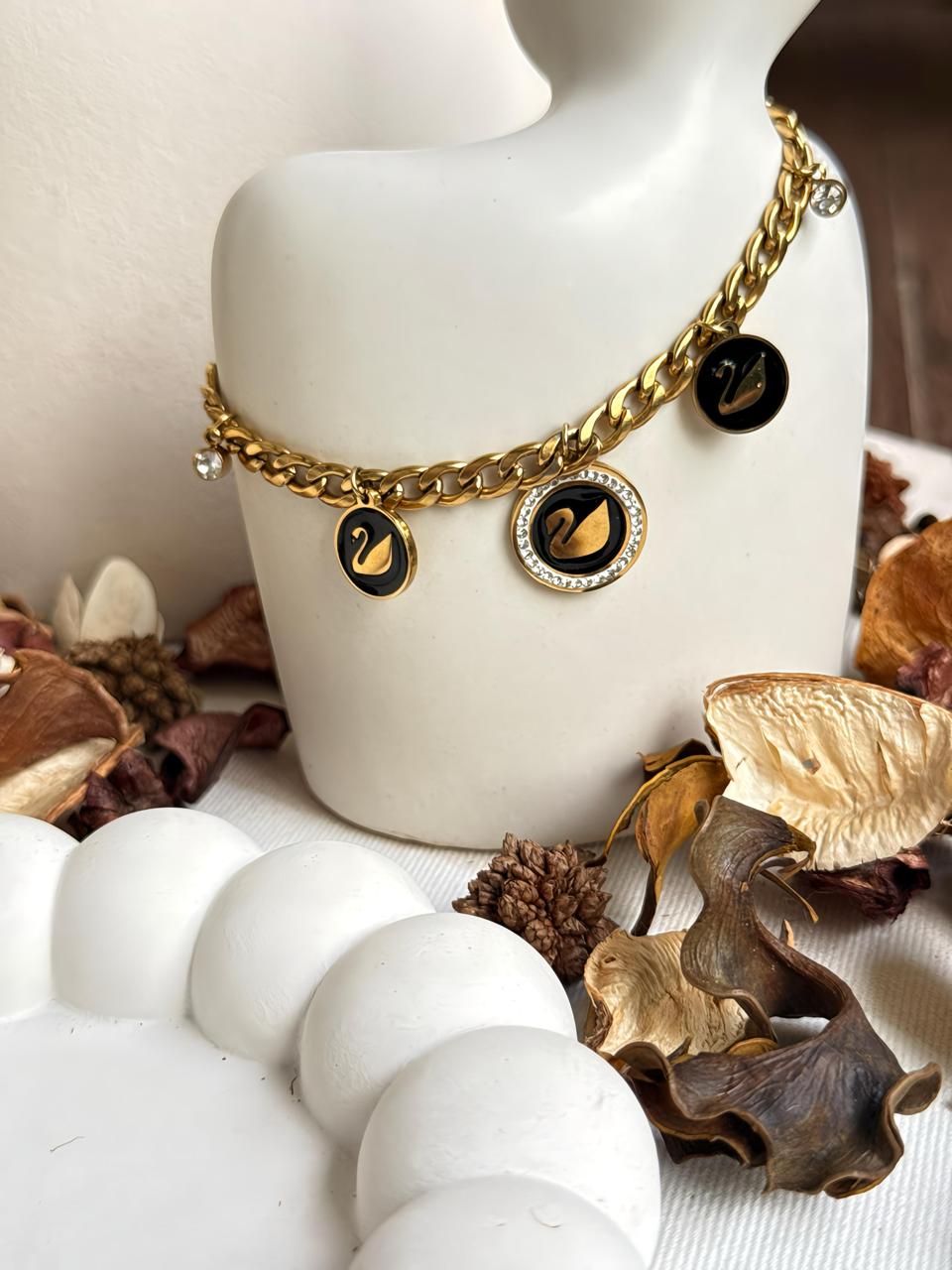 Noir Initial Charm Bracelet