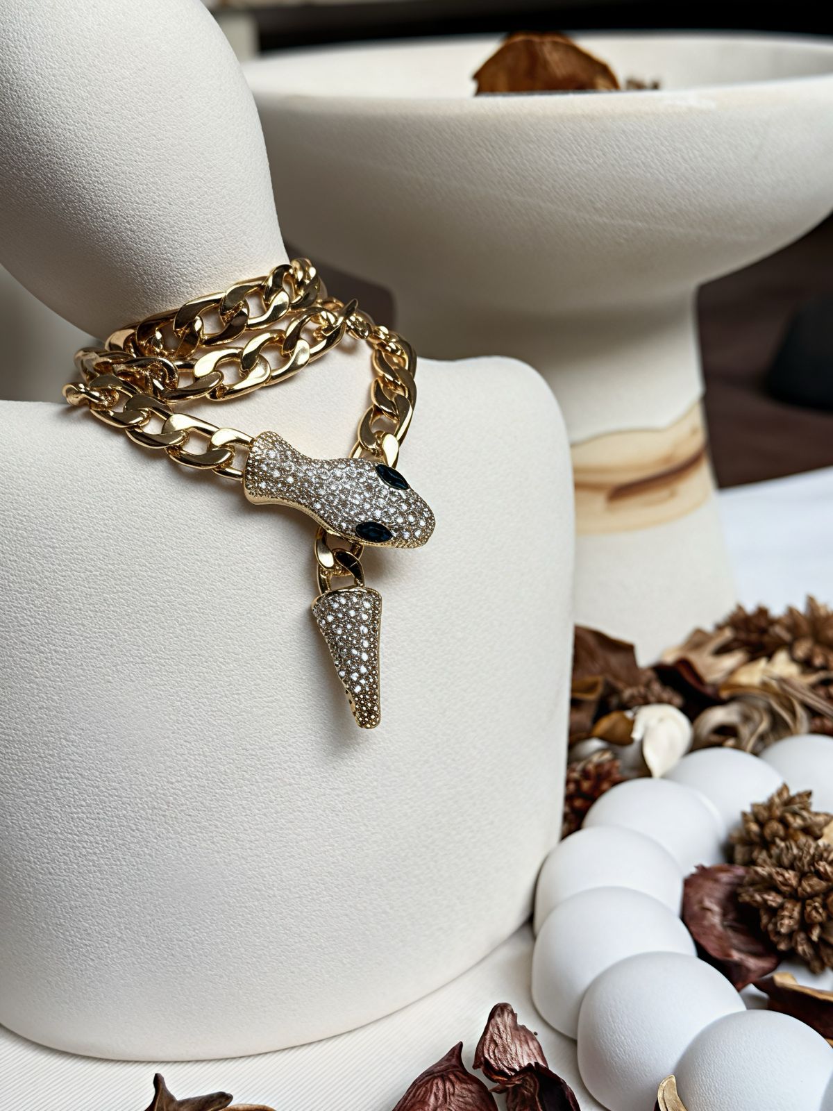 Emerald Eyes Snake Necklace