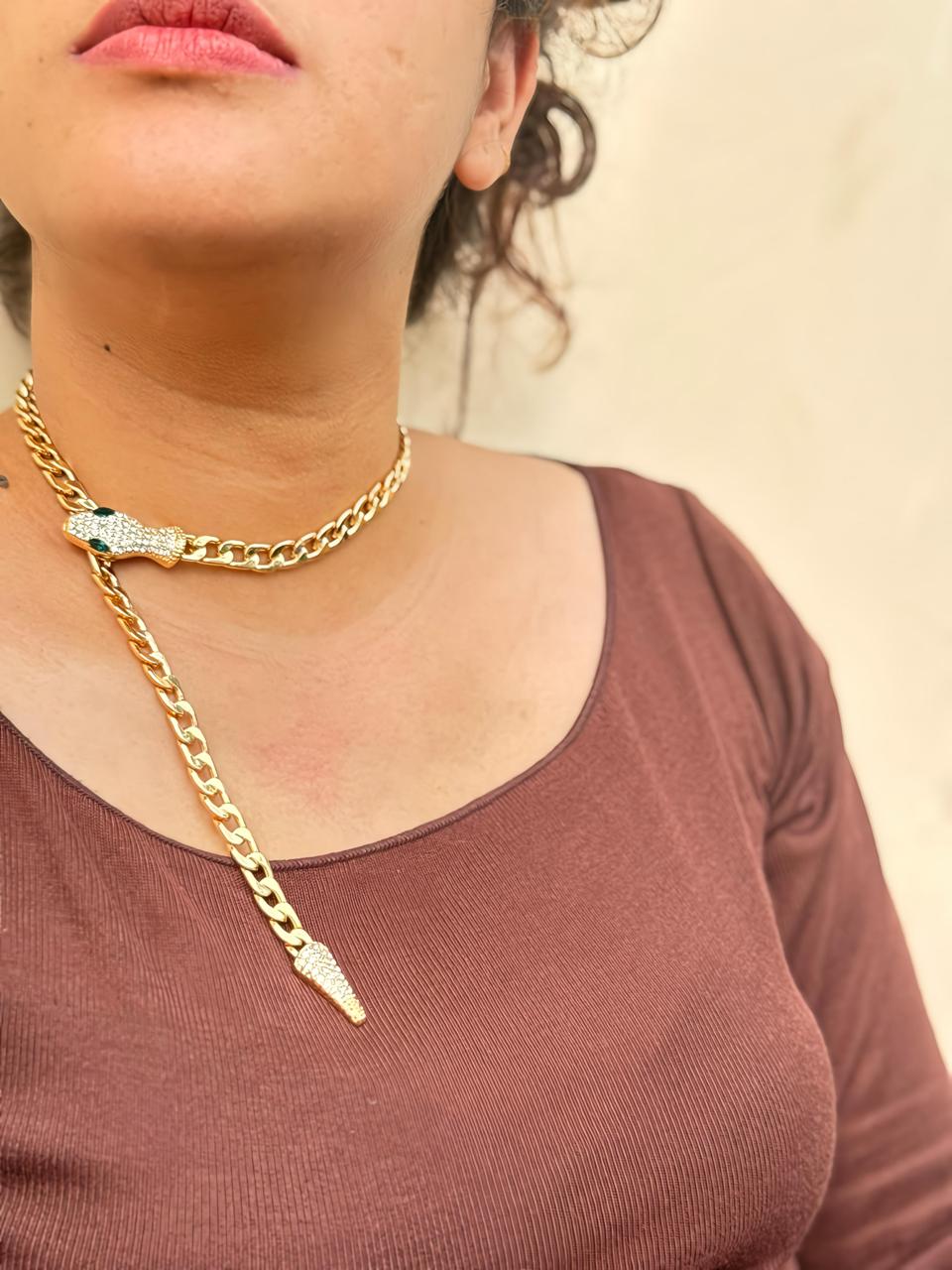 Emerald Eyes Snake Necklace